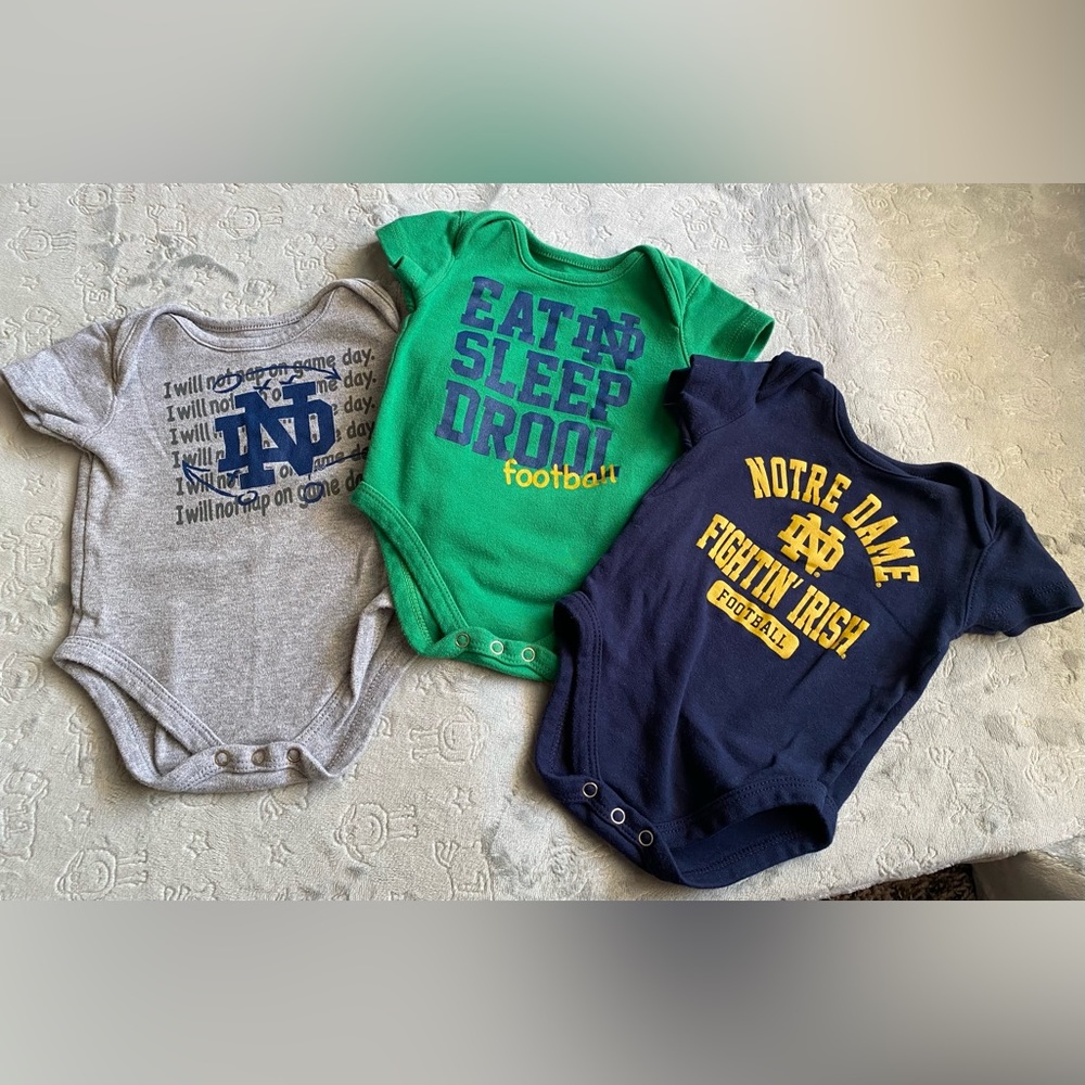 Notre Dame Onesies/Bodysuits 3-6mos Set of 3
